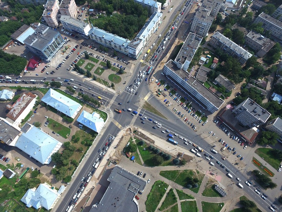 Перекресток улиц Подлипаева и Советская в Костроме